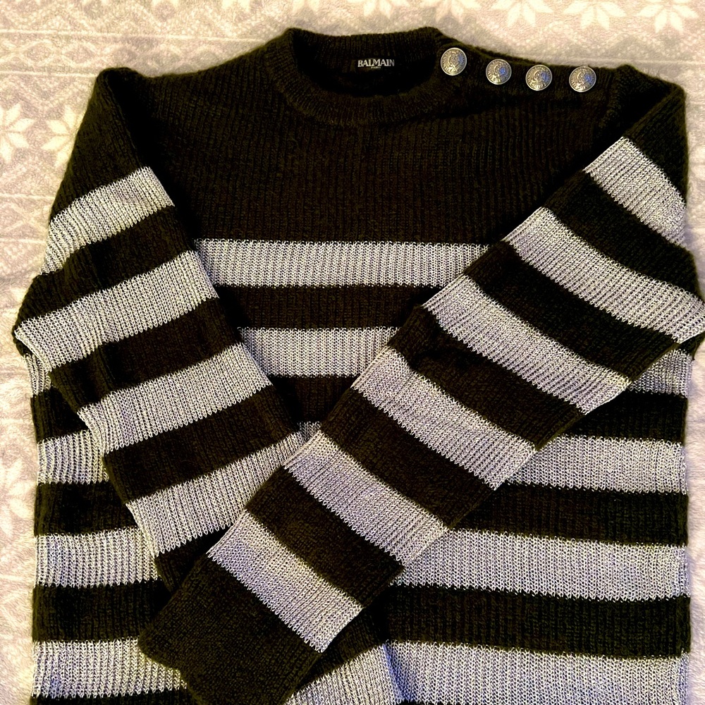 Balmain men’s mohair sweater with metallic thread